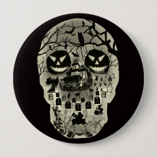 Macaron Rond 10 Cm Moon Skull Button