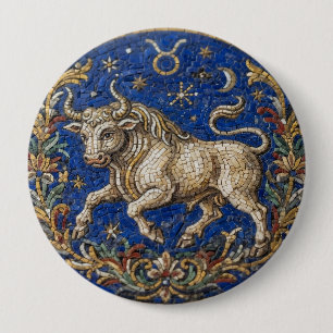 Macaron Rond 10 Cm Mosaïque de style antique Zodiaque Taureau