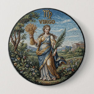 Macaron Rond 10 Cm Mosaïque de style antique Zodiaque Vierge