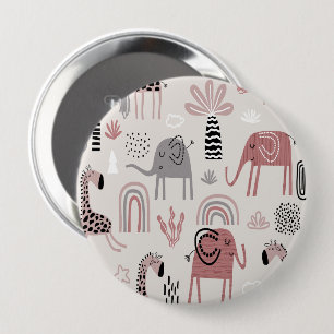 Macaron Rond 10 Cm Motif sans couture colorée avec des éléphants mign