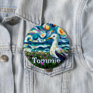 Macaron Rond 10 Cm Mouette Style Van Gogh Plage Personnalisée
