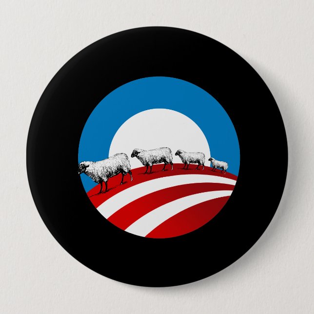 Macaron Rond 10 Cm Moutons d'Obama (Devant)