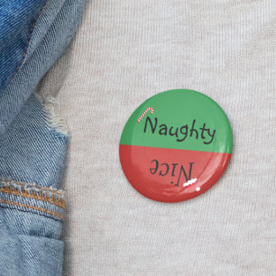 Macaron Rond 10 Cm Naughty de Noël Nice Funny Rouge Vert