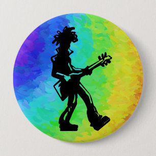 Macaron Rond 10 Cm New York Boogie Nights Guitare Rainbow