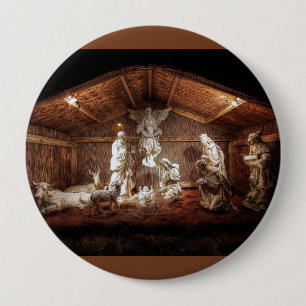 Macaron Rond 10 Cm Noël Avent Jésus Nativité Manger Scène