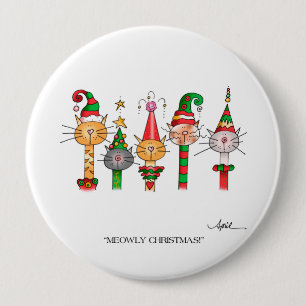 Macaron Rond 10 Cm NOËL DE MEOWLY ! Bouton