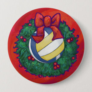 Macaron Rond 10 Cm Noël de volley-ball
