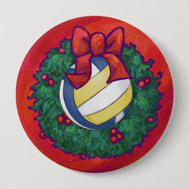 Macaron Rond 10 Cm Noël de volley-ball (Devant)