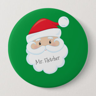 Macaron Rond 10 Cm Nom visage père Noël dans le bouton Barbe
