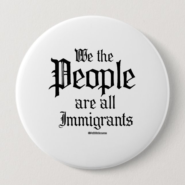 Macaron Rond 10 Cm Nous sommes tous des immigrants (Devant)
