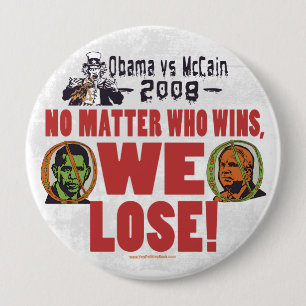 Macaron Rond 10 Cm Obama contre McCain nous perdons le bouton