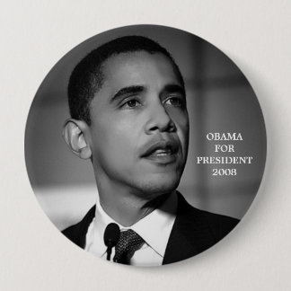 MACARON ROND 10 CM OBAMA POUR LE PRÉSIDENT 2008 BOUTON