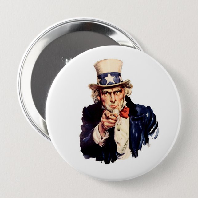 MACARON ROND 10 CM ONCLE SAM ROUGE BLANC BLEU PATRIOTIQUE (Devant & derrière)