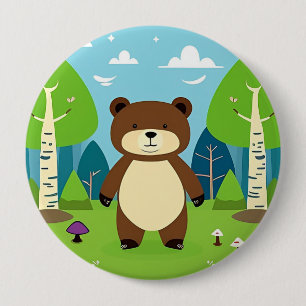 Macaron Rond 10 Cm Ours de dessin animé mignon dans une scène de forê