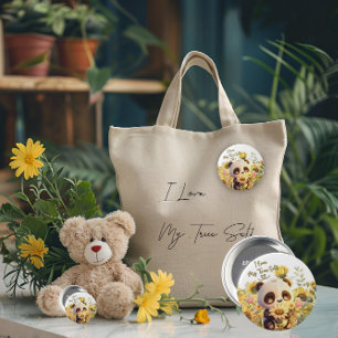 Macaron Rond 10 Cm Panda bébé avec bouton rond de tournesol
