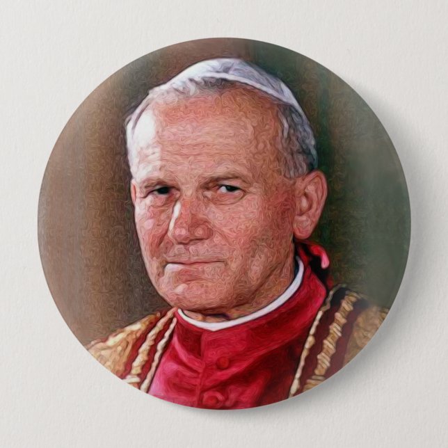 Macaron Rond 10 Cm Pape St John Paul II (Devant)