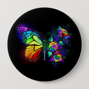 Macaron Rond 10 Cm Papillon arc-en-ciel