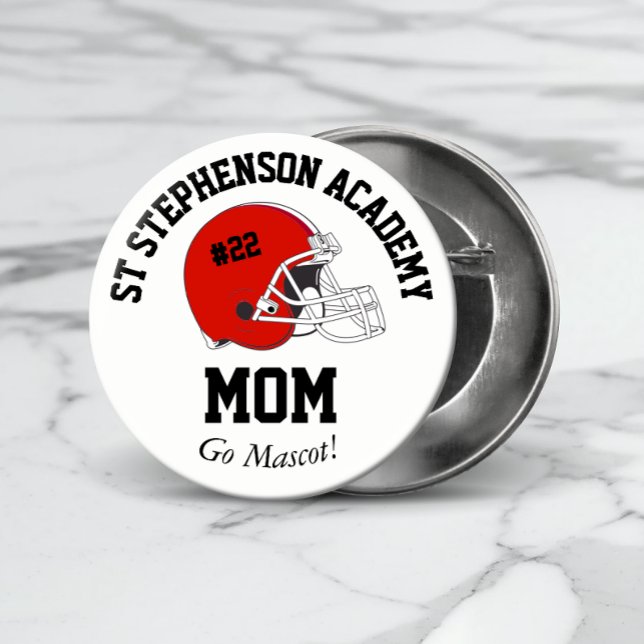 Macaron Rond 10 Cm Parent Pride Senior Night Football Casque Rouge (Créateur téléchargé)