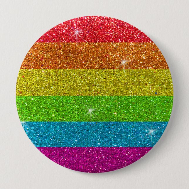 Macaron Rond 10 Cm Parties scintillant Arc-en-ciel drapeau mariage Ga (Devant)