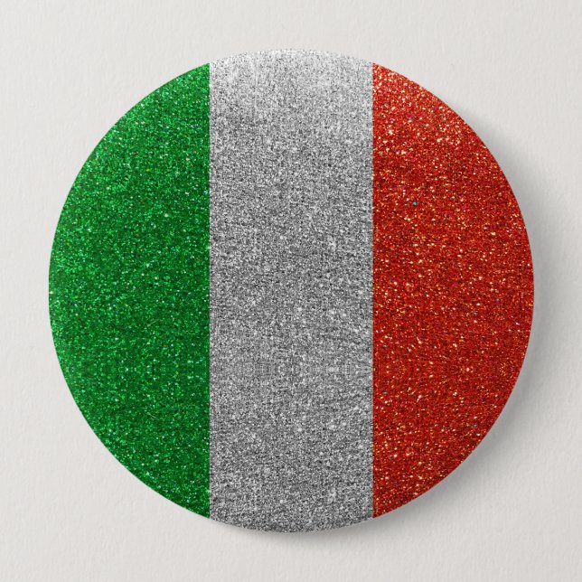 Macaron Rond 10 Cm Parties scintillant Drapeau italien Italie Milan F (Devant)
