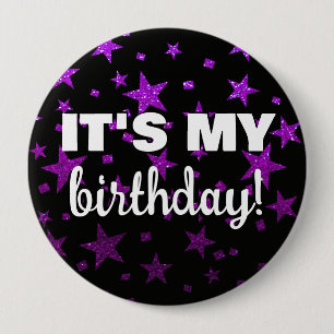 Macaron Rond 10 Cm Parties scintillant violette Étoiles Confetti C'es