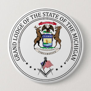 Macaron Rond 10 Cm Pavillon de franc-maçonnerie de l'état du Michigan