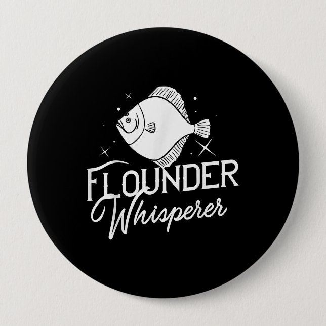 Macaron Rond 10 Cm Pêcheur-cadeau de poisson Flounder (Devant)