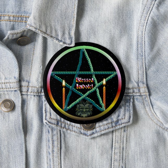 Macaron Rond 10 Cm Pentacle Imbolc (En situation)