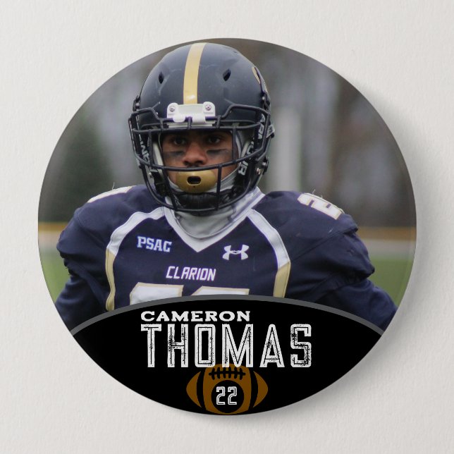 Macaron Rond 10 Cm Personalized Picture Football Player Name Number (Devant)