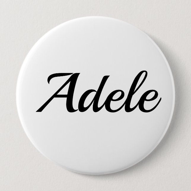Macaron Rond 10 Cm personnalisable prénom Adele noir blanc (Devant)