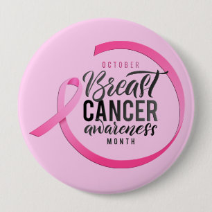 Macaron Rond 10 Cm Pin de mois de conscience de cancer du sein