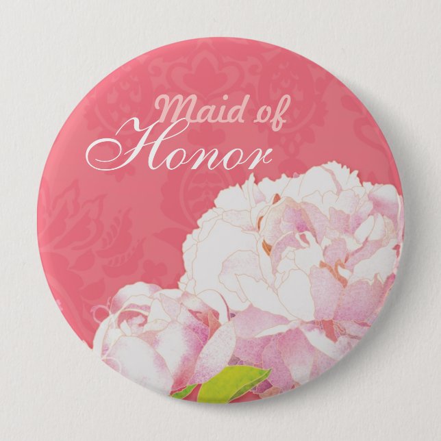 Macaron Rond 10 Cm Pink Peony Mariage d'honneur (Devant)