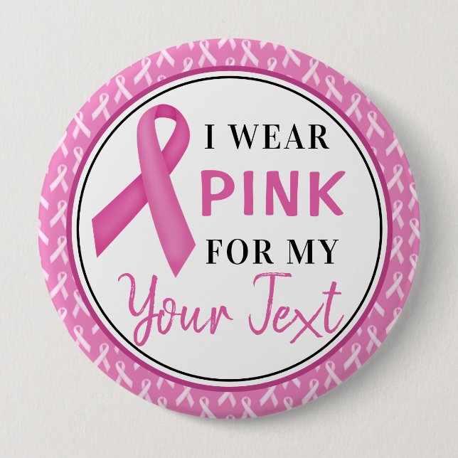 Macaron Rond 10 Cm Pink Ribbon Breast Cancer Awareness Design (Devant)
