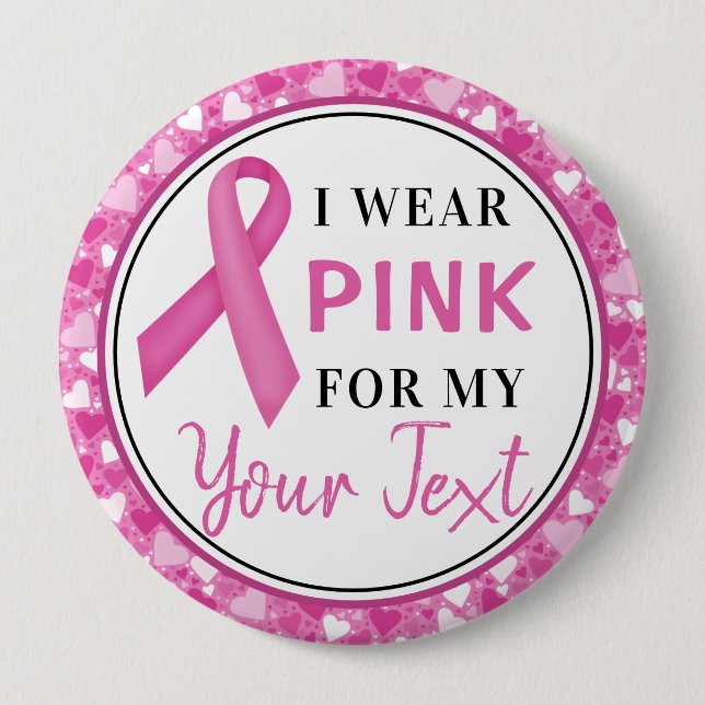 Macaron Rond 10 Cm Pink Ribbon Breast Cancer Awareness Design (Devant)