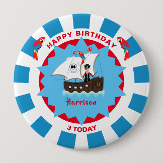 Macaron Rond 10 Cm Pirate Birthday Cute Ship Kids Personnalisé