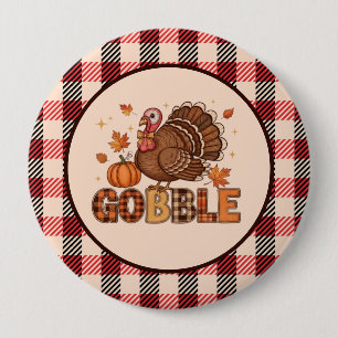 Macaron Rond 10 Cm Plaid & Whimsy – Dinde de Thanksgiving festive