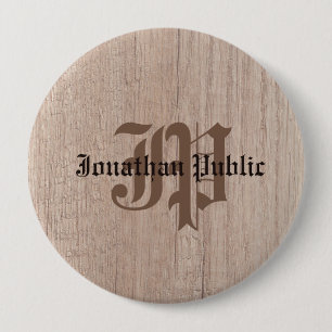 Macaron Rond 10 Cm Planche Bois Look Vieux Script Monogramme