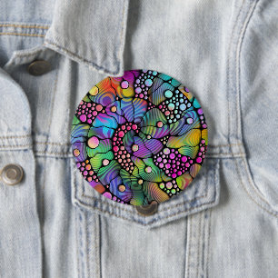 Macaron Rond 10 Cm Points colorés Spirales Peinture à la main 1
