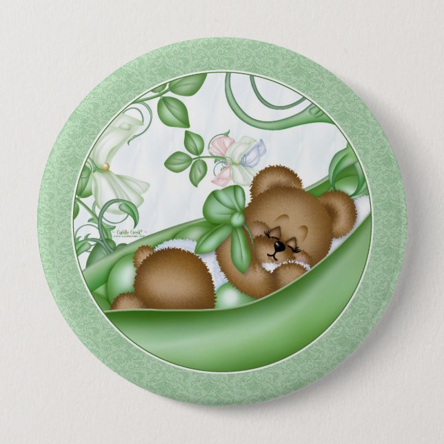 Macaron Rond 10 Cm Pois dans un bouton de cosse (Devant)