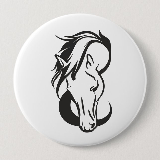 Macaron Rond 10 Cm portrait de Horse, (Devant)