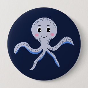 Macaron Rond 10 Cm Poulpe sous le motif pour enfants de la mer