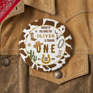 Macaron Rond 10 Cm Premier Rodéo Fête d'anniversaire Cowboy Western G