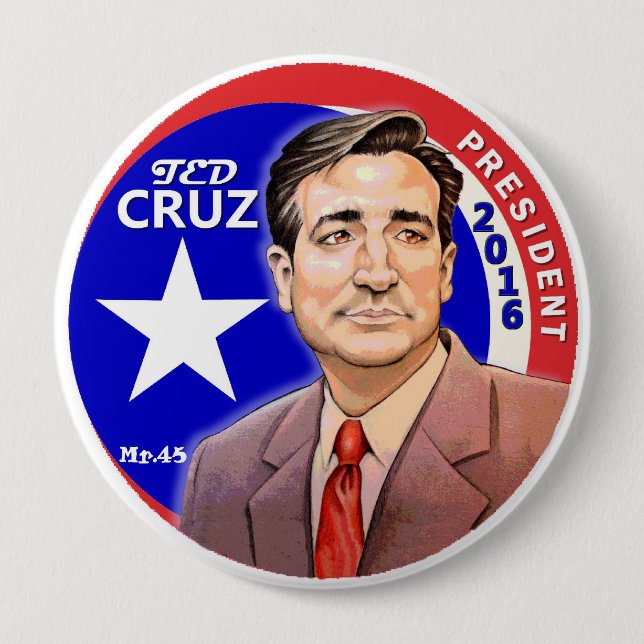 Macaron Rond 10 Cm Président 2016 de Ted Cruz (Devant)