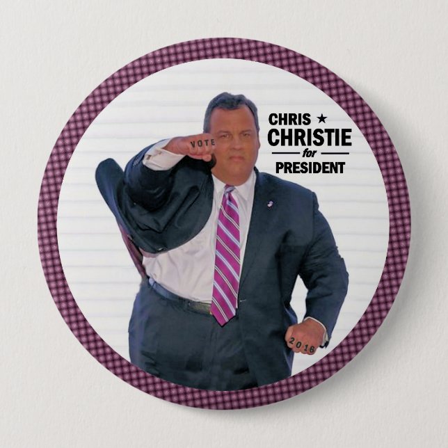 Macaron Rond 10 Cm Président de Chris Christie en 2016 (Devant)