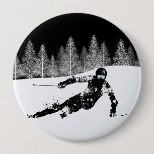 Macaron Rond 10 Cm Pro Skier, bouton Ski Snowboard