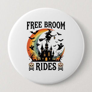 Macaron Rond 10 Cm Promenades en balai gratuites Halloween Sorcière C