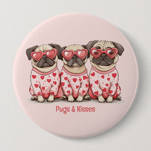 Macaron Rond 10 Cm Pugs Et Bisous Saint-Valentin Pugs