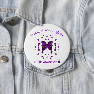 Macaron Rond 10 Cm Purple Papillon Lupus Sensibilisation Ribbon pourp