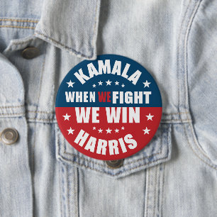 Macaron Rond 10 Cm Quand on se bat, on gagne 2024 Kamala Harris USA 
