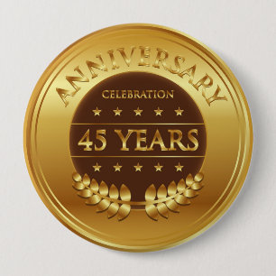 Macaron Rond 10 Cm Quarante-cinq ans d'anniversaire de médaille d'or